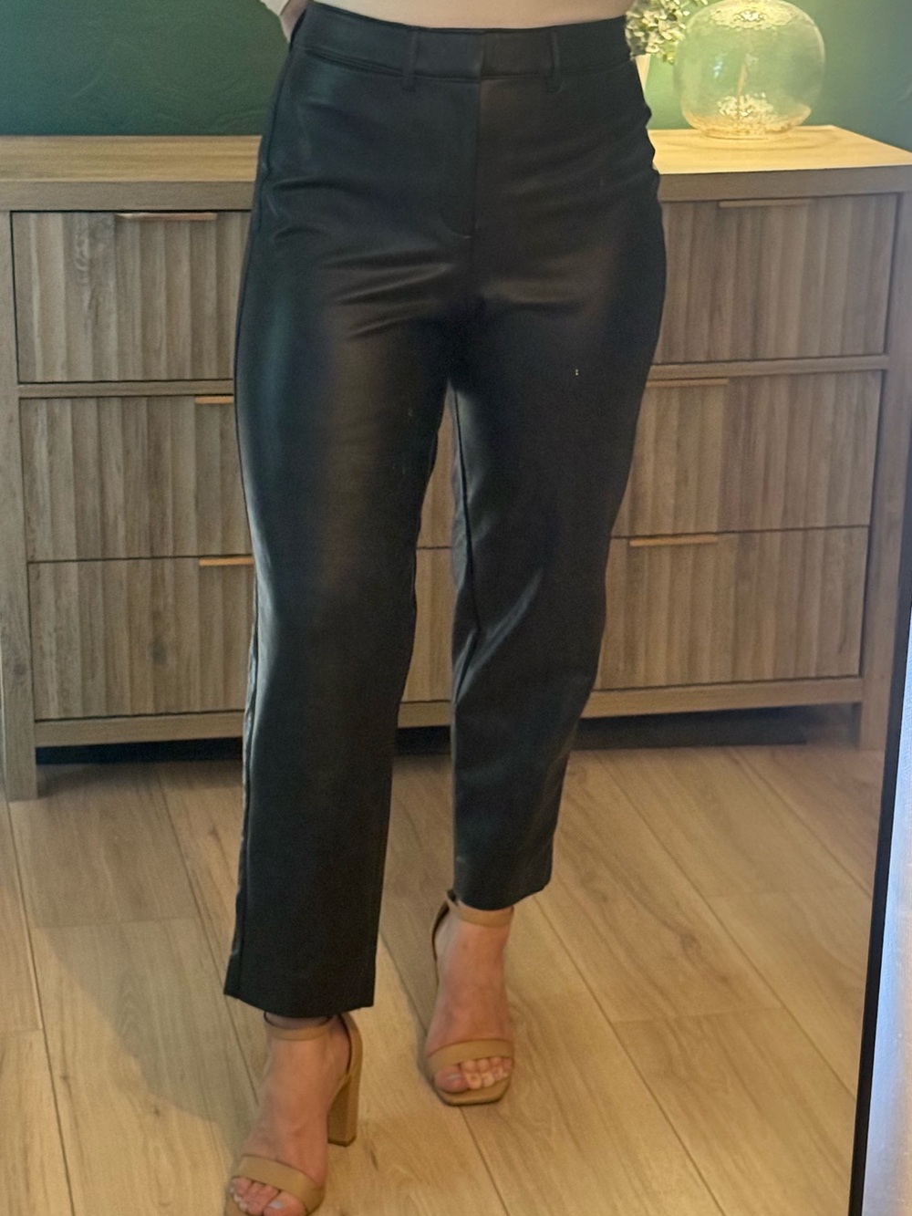 Old Navy Black Faux Leather Ankle Pants